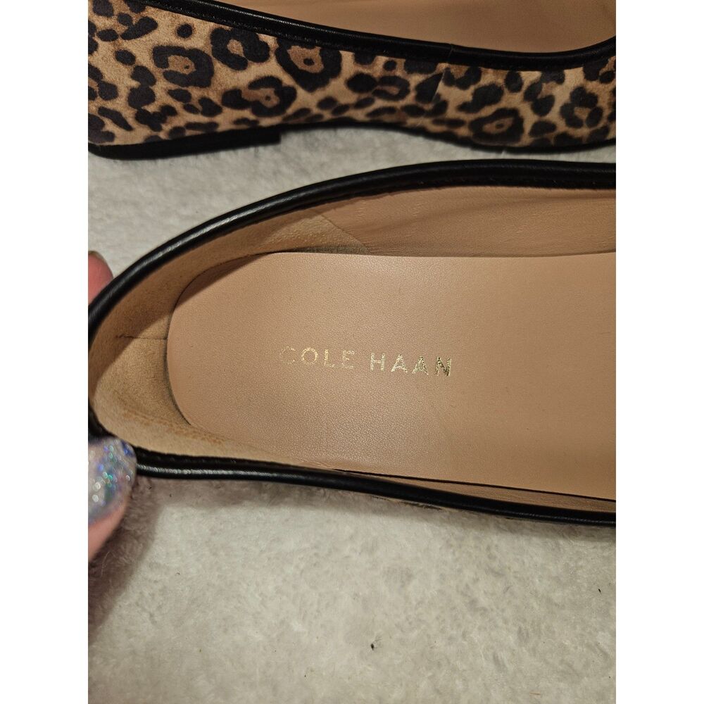 Cole Haan Leopard Print Suede Square Toe Bow Ballet Flats Size 9.5B - Picture 6 of 7